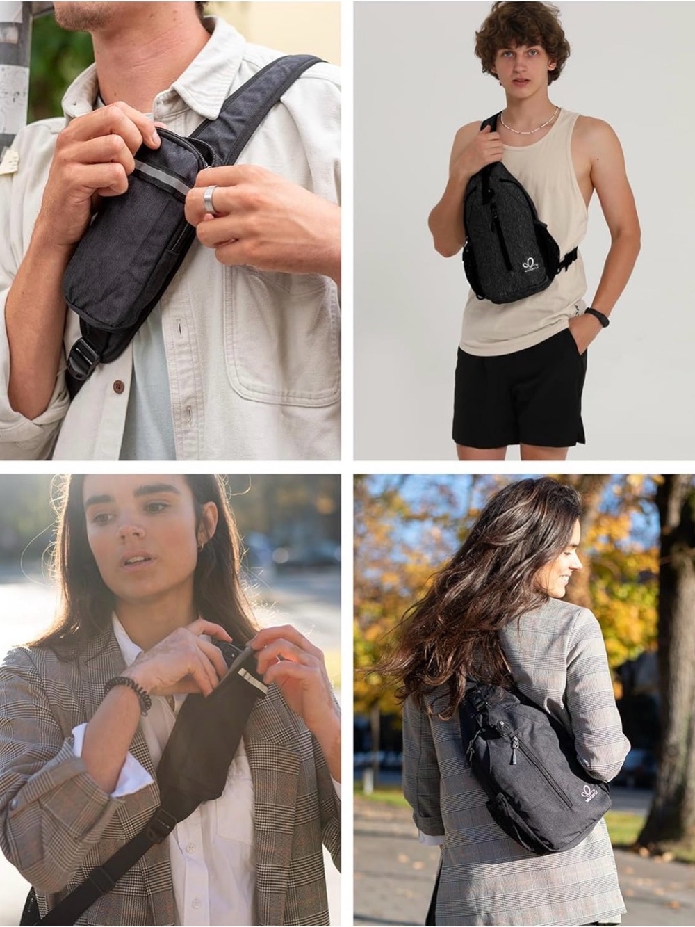 WATERFLY Crossbody Sling Backpack Travel Hiking Chest Bag Daypack